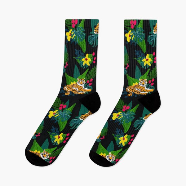 Item preview, Exotic Tigers in tropical setting pattern designed and sold by Quick Brown Fox Canada.