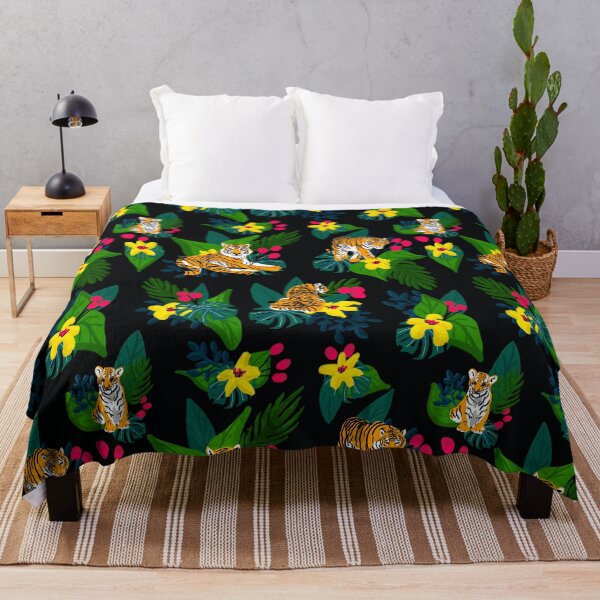 Item preview, Exotic Tigers in tropical setting pattern designed and sold by Quick Brown Fox Canada.
