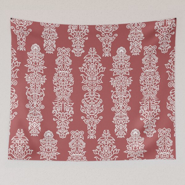 Item preview, Trio of symmetry abstracts pattern with red background designed and sold by CiniArt.
