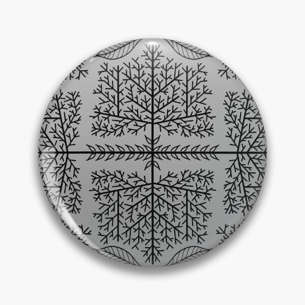 Item preview, Abstract geometric trees pattern with leaves in grey and black designed and sold by CiniArt.