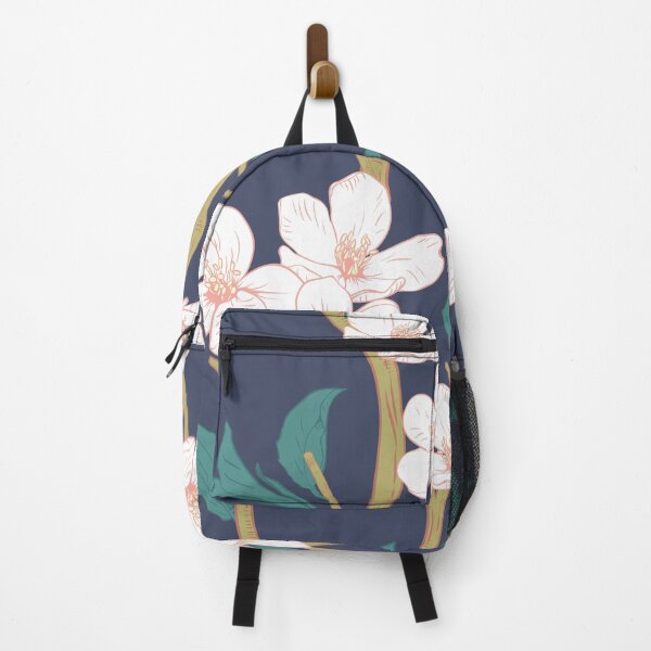Item preview, White Cherry Blossoms On Navy Background designed and sold by cgroenewald.