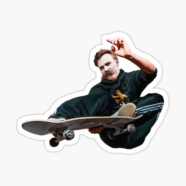 Skateboarding Nietzsche Sticker