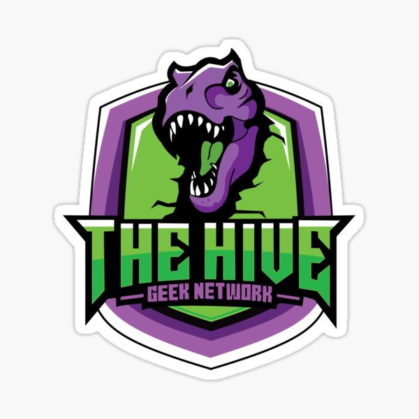 The Hive Geek Network Purple Dino Logo Sticker
