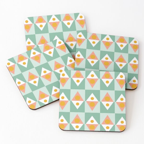 Item preview, Geometric Pattern - Green and Coral designed and sold by ConoArt.