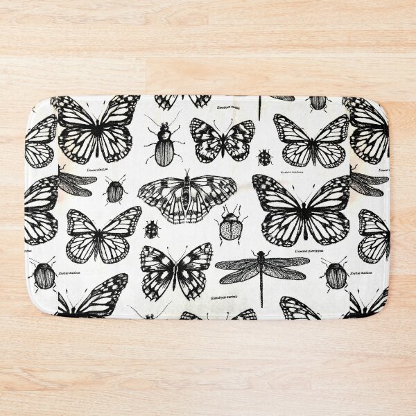 Item preview, Black and white insect pattern butterflies and other bugs designed and sold by conceptDVS.