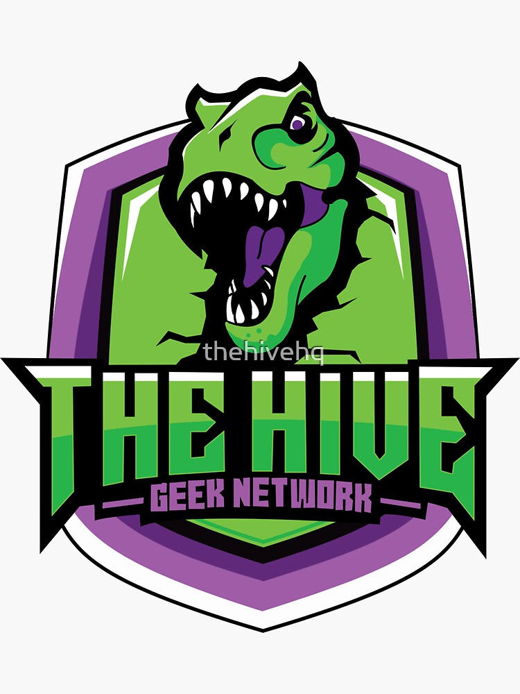 Thumbnail 3 of 3, Sticker, The Hive Geek Network Green Dino Logo designed and sold by thehivehq.