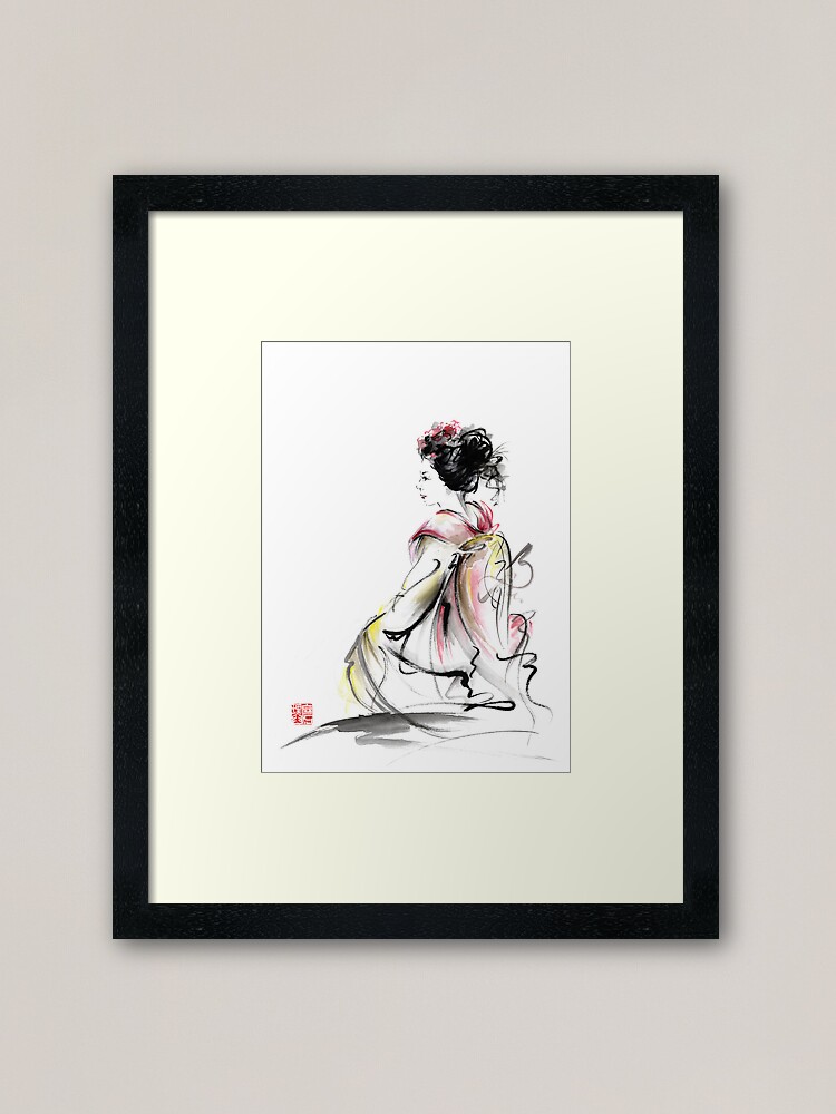 "Geisha Japanese woman young girl in Tokyo kimono fabric design
