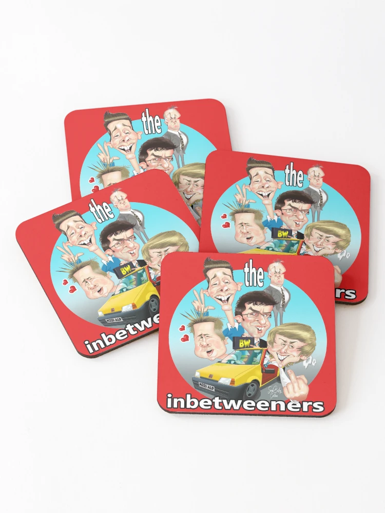 Thumbnail 1 of 5, Coasters (Set of 4), The Inbetweeners designed and sold by SARAH BAILEY CARTOONS.
