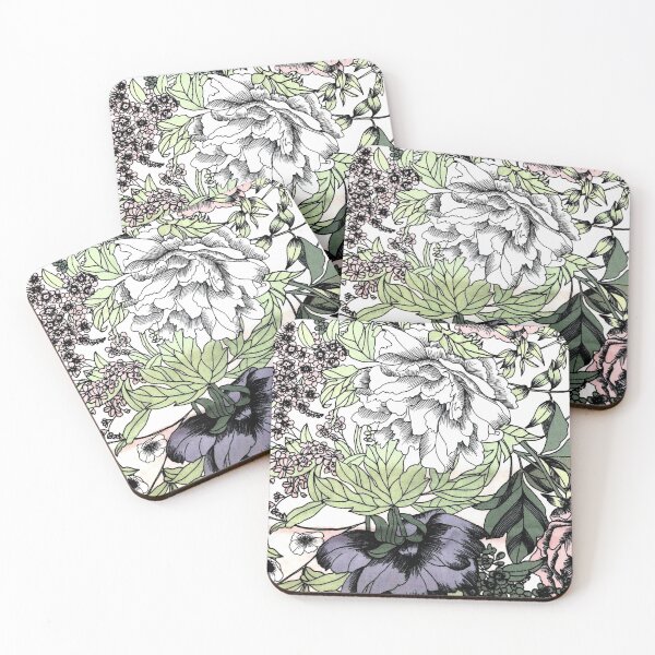 Item preview, Tropical jungle green foliage flower pattern blue and green summer Hawaii leaves floralart designed and sold by conceptDVS.