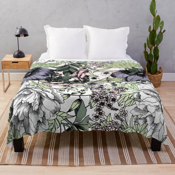 Item preview, Tropical jungle green foliage flower pattern blue and green summer Hawaii leaves floralart designed and sold by conceptDVS.