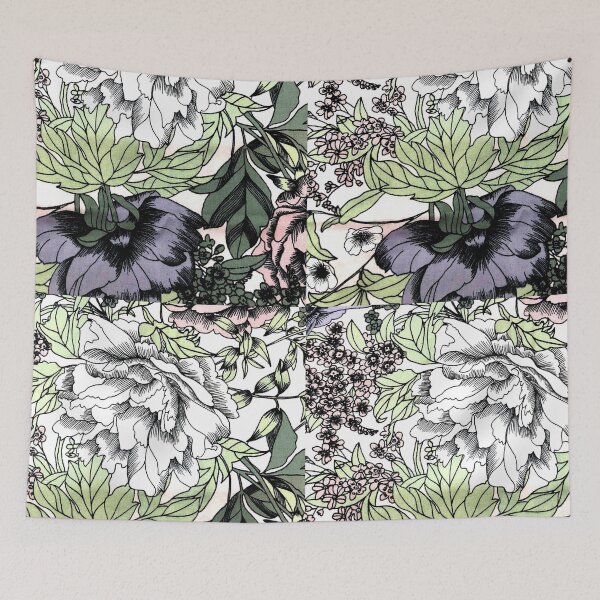Item preview, Tropical jungle green foliage flower pattern blue and green summer Hawaii leaves floralart designed and sold by conceptDVS.