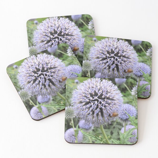 Item preview, Honey Bee on a Blue Echinops designed and sold by GoNatureDesigns.