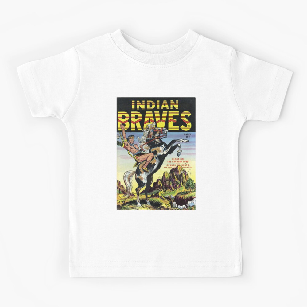 Indian Braves Vintage Comic Book Cover Native American on Paint Horse Kids  T-Shirt for Sale by gallerytees