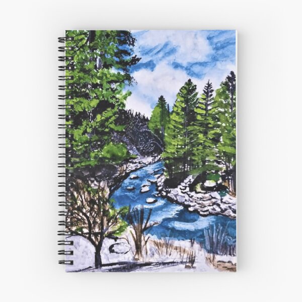 Item preview, Pine trees and mountains - blissful nature designed and sold by Blissful Brushes.