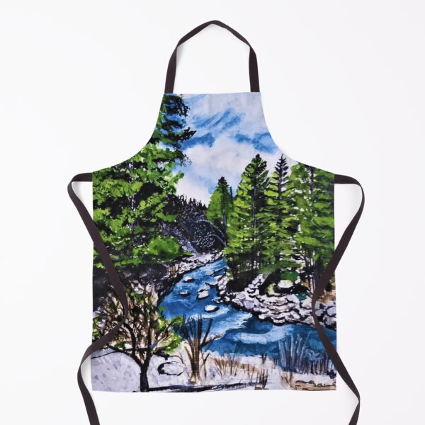 Item preview, Pine trees and mountains - blissful nature designed and sold by Blissful Brushes.