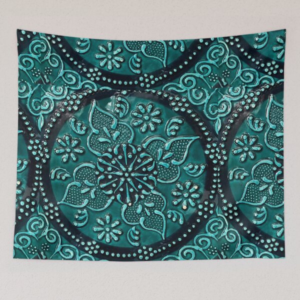 Item preview, Persian Asian Architecture Blue Pattern ornament glass art designed and sold by conceptDVS.