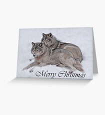 Timber Wolf Christmas Card English 2 Greeting Card