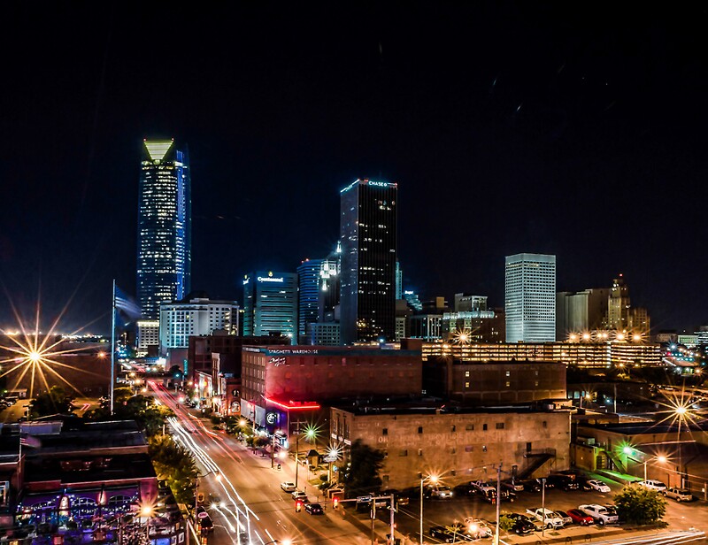 "Downtown Oklahoma City at Night" by Axiz Redbubble