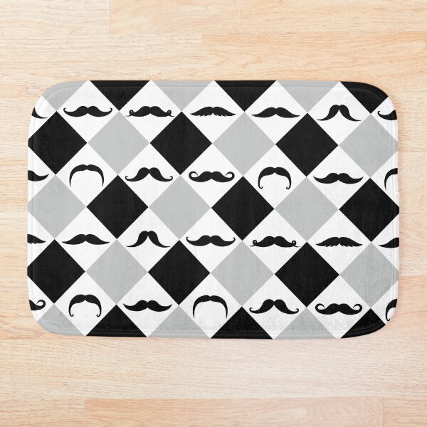 Mustachetic Black Grey Bath Mat