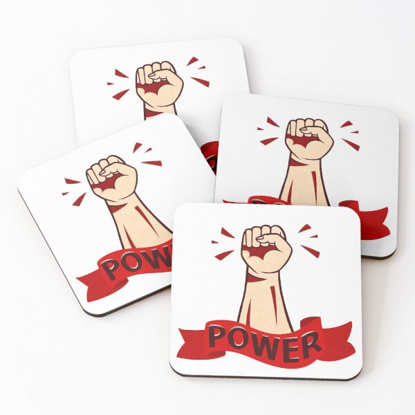 Item preview, Raised in protest male hand in the air with red ribbon and lettering power designed and sold by Maravilhosa.