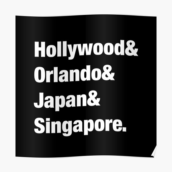 "Universal Parks List" Poster by neshirt Redbubble