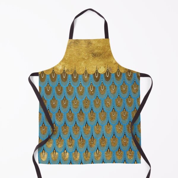 Item preview, Shiny Blue Teal Gold Glitter Mermaid Fish Scales designed and sold by UtArt.