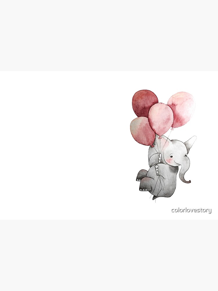 Baby Elephant with Balloons by colorlovestory