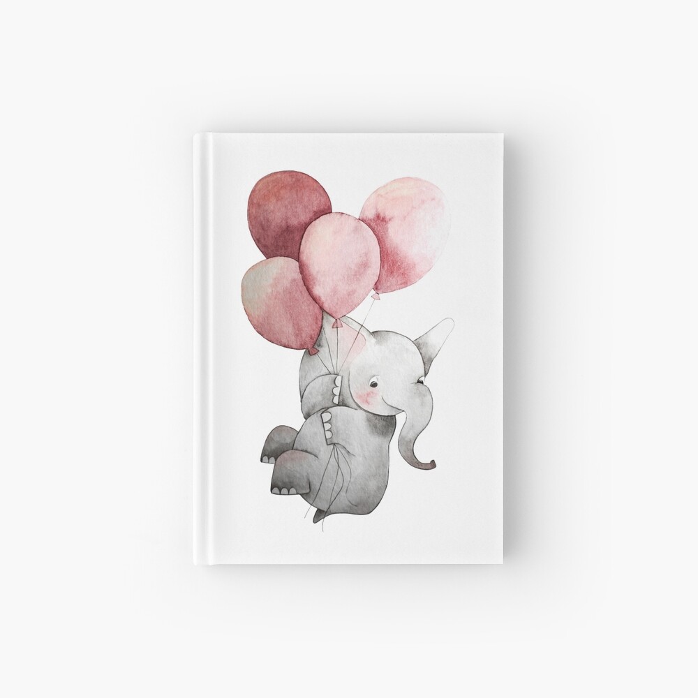 Baby Elephant with Balloons Hardcover Journal