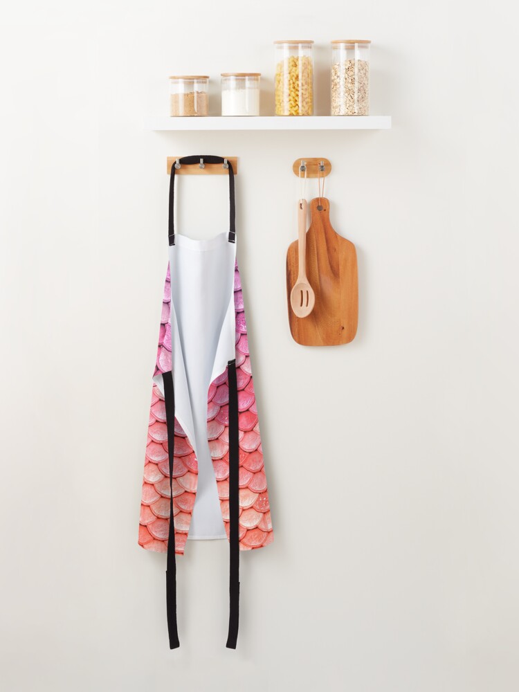 Alternate view of Rose Gold Blush Sparkle Faux Glitter Mermaid Scales Apron