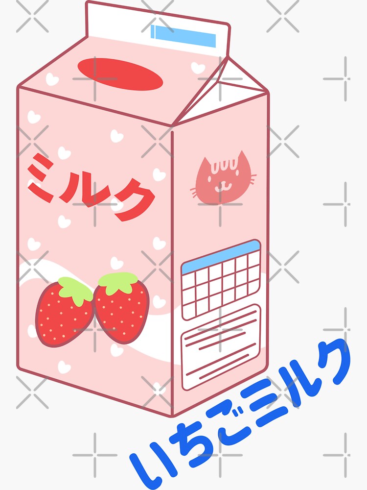 "Strawberry Milk Carton Japanese" Sticker for Sale by TamGustam Redbubble