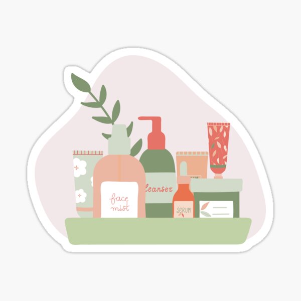 Organic Skincare Products on a Tray Sticker