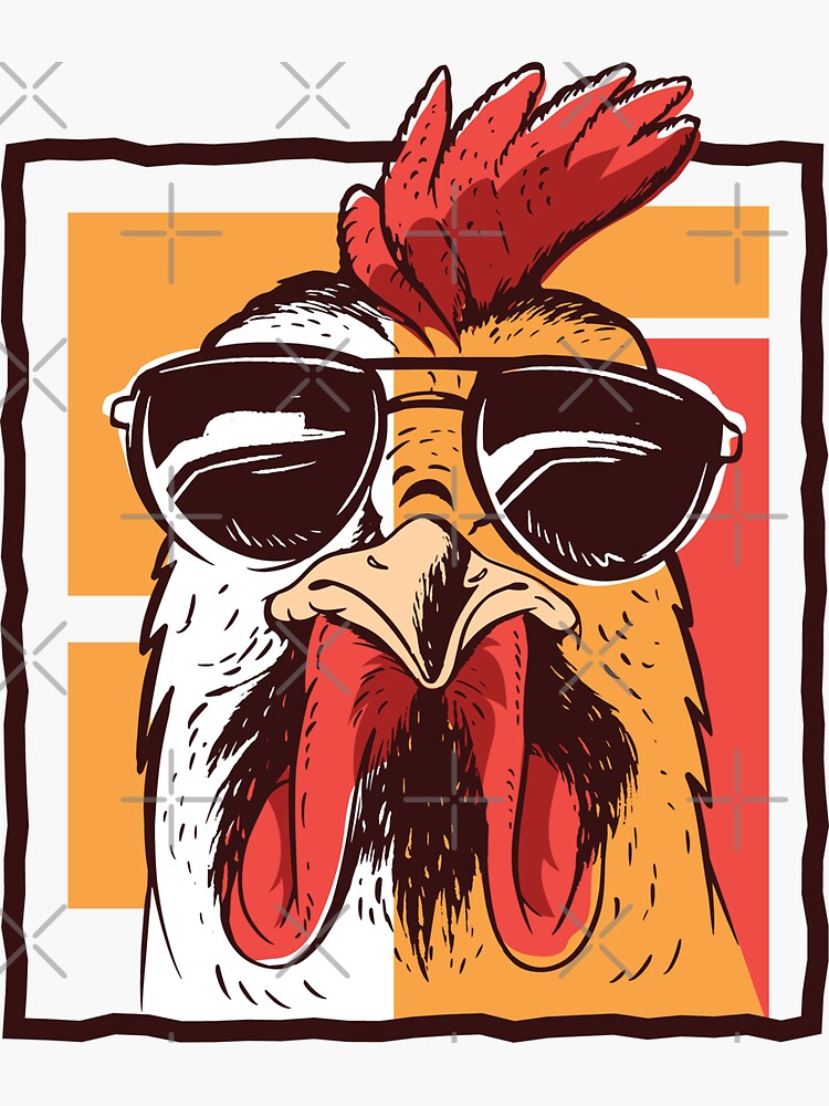 Cool Rooster With Sunglasses Sticker For Sale By Dersenat Redbubble