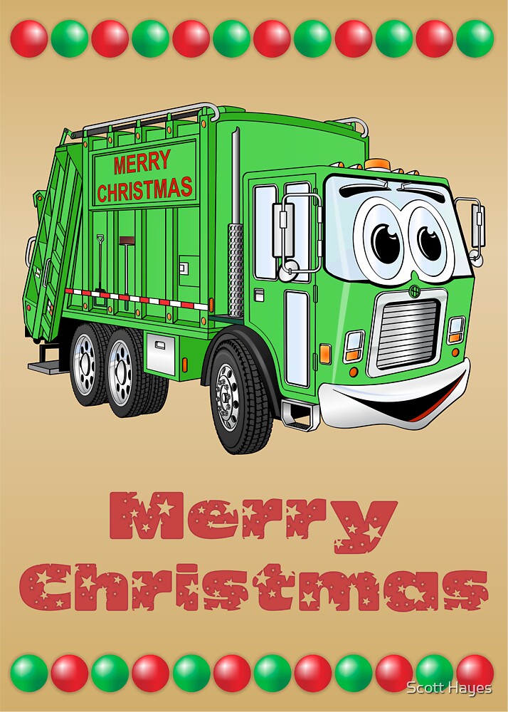 "Christmas Card Garbage Truck Cartoon" by Graphxpro Redbubble