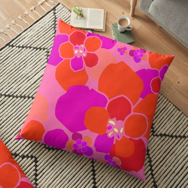 Neon Pink Flower Power Floor Pillow