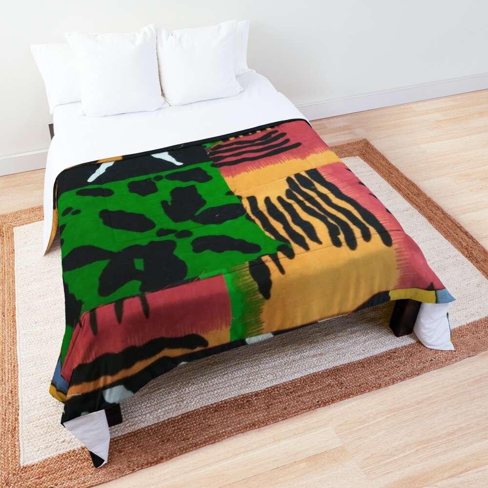 "Patchwork of African Fabric Patterns" Comforter by CrazyCraftLady
