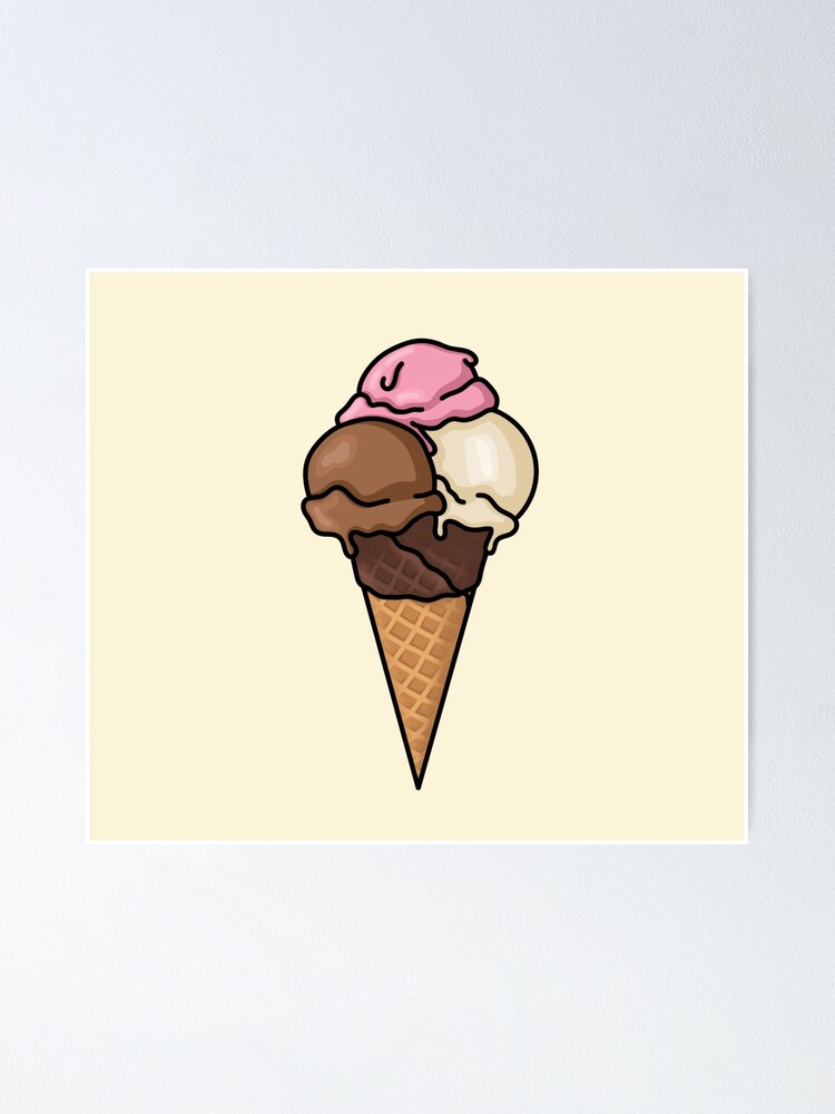 Triple Scoop Chocolate Dipped Waffle Cone Ice Cream Sabbert Poster Von Almightyclaire Redbubble