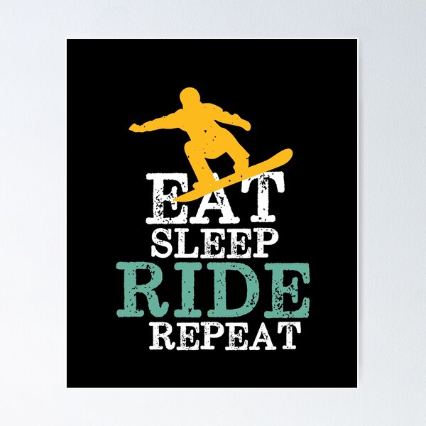 Aperçu de l'œuvre Eat Sleep Ride Repeat Vintage Snowboarding Cool Snowboarder créée et vendue par raindwops.