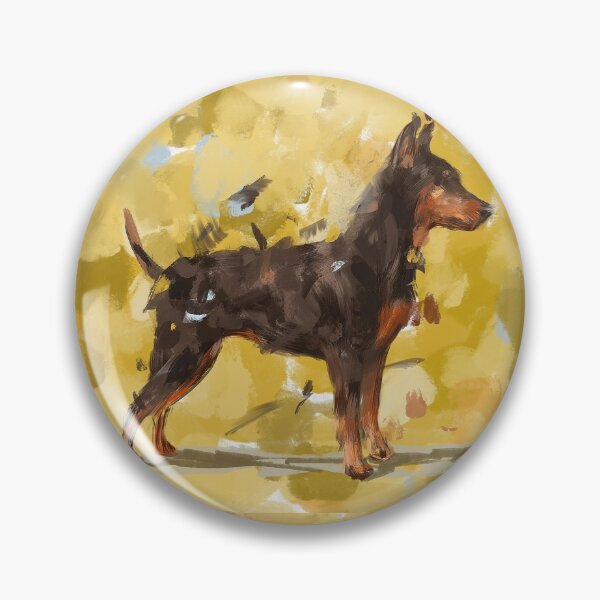 Item preview, An Impressionistic Painting of a Doberman Pinscher on Yellow Background designed and sold by ibadishi.