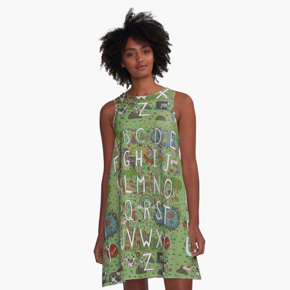 Alphabet Garden A Line Dress By Spacewhalerid3r Redbubble