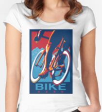 Retro styled motivational cycling poster: Bike Hard Tailliertes Rundhals-Shirt