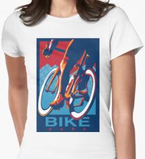 Retro styled motivational cycling poster: Bike Hard Women's Fitted T-Shirt