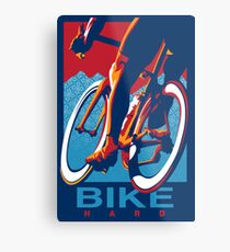Lienzo metálico Cartel de ciclismo motivacional de estilo retro: Bike Hard