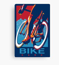 Retro styled motivational cycling poster: Bike Hard Canvas Print