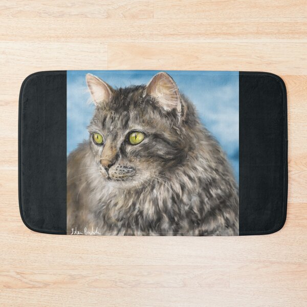 Item preview, Painting of a Gorgeous Furry Gray Cat designed and sold by ibadishi.