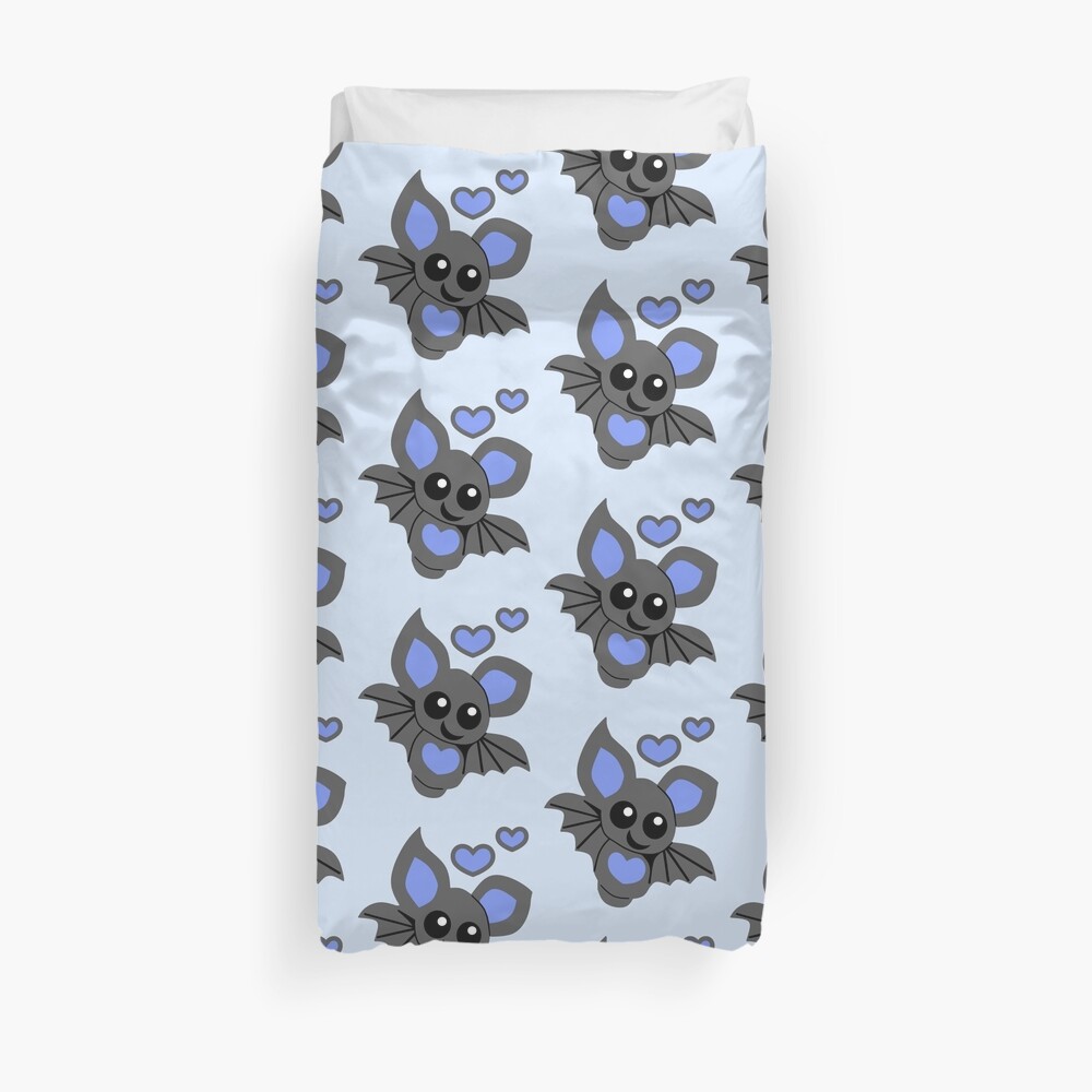 Cute Blue Baby Bat Duvet Cover