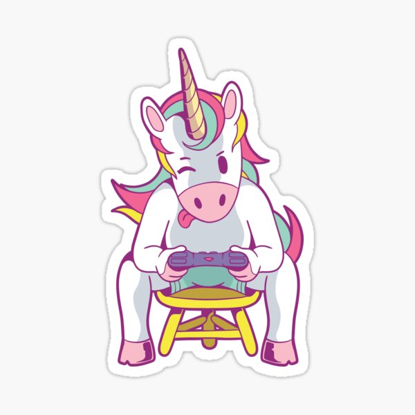 Gamer Unicorn Stickers Redbubble - roblox assassin unicorn code