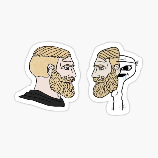 Chad and virgin Chad meme - Stickers & more ! Sticker by MemesFactory