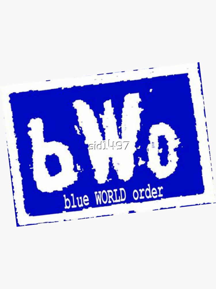 Thumbnail 3 of 3, Sticker, Blue world order nwo parody designed and sold by sid1497.