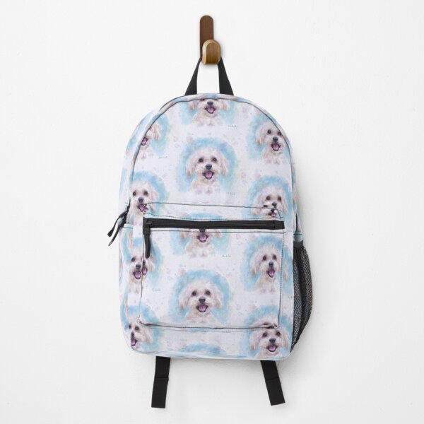 Item preview, Watercolor Portrait of a Maltese Dog in Light Blue Background designed and sold by ibadishi.