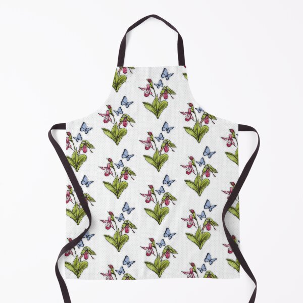 Item preview, Ladyslipper Flower With Blue Butterflies, Wildlife Art, Tiny Dots designed and sold by JoyfulWhimsy.